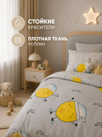 Пододеяльник 175х210 2-спальный Поплин Хлопок Гуси на зеленом фоне