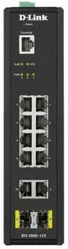 Сетевое оборудование D-Link DIS-200G-12S/A1A PROJ Промышленный управляемый коммутатор 2 уровня с 10 портами 10/100/1000Base-T и 2 портами 1000Base-X SFP