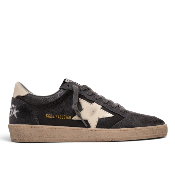 Men’s Ball Star in Dark Gray Leather and Suede with White Leather Star