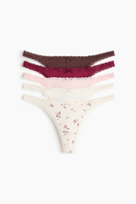 Хлопковые трусы-стринги, 5 шт. — низкая посадка - H&M