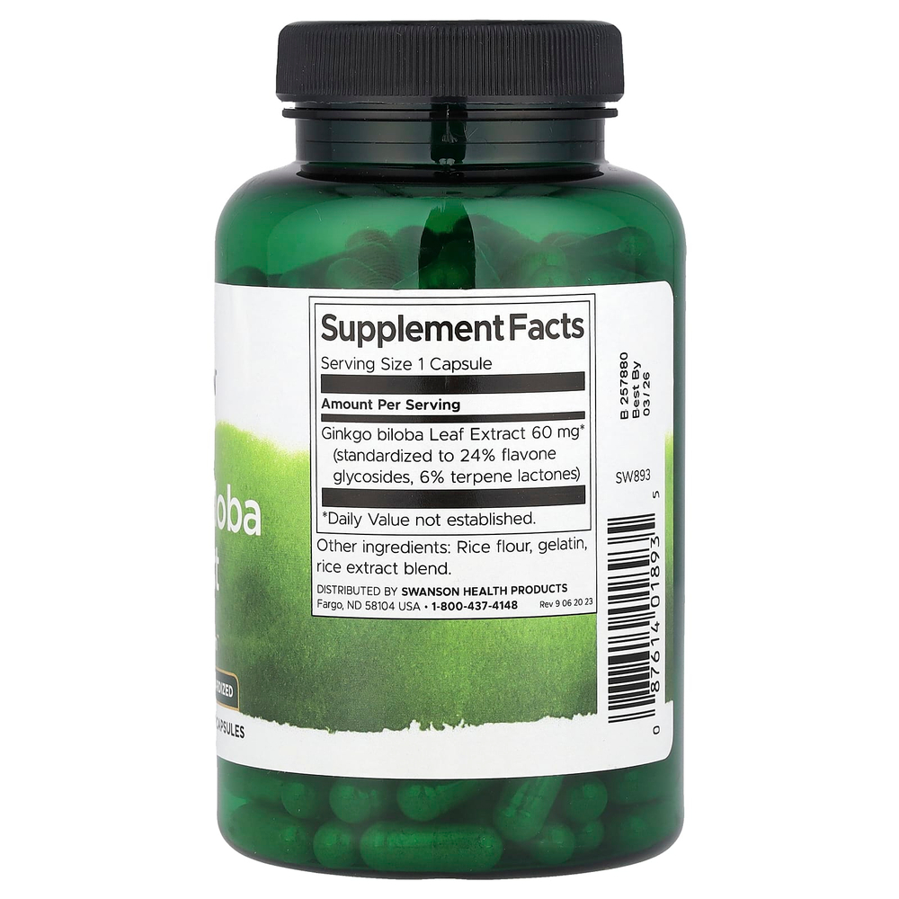 Swanson Vitamins, Экстракт гинкго билоба, 60 мг, 240 капсул