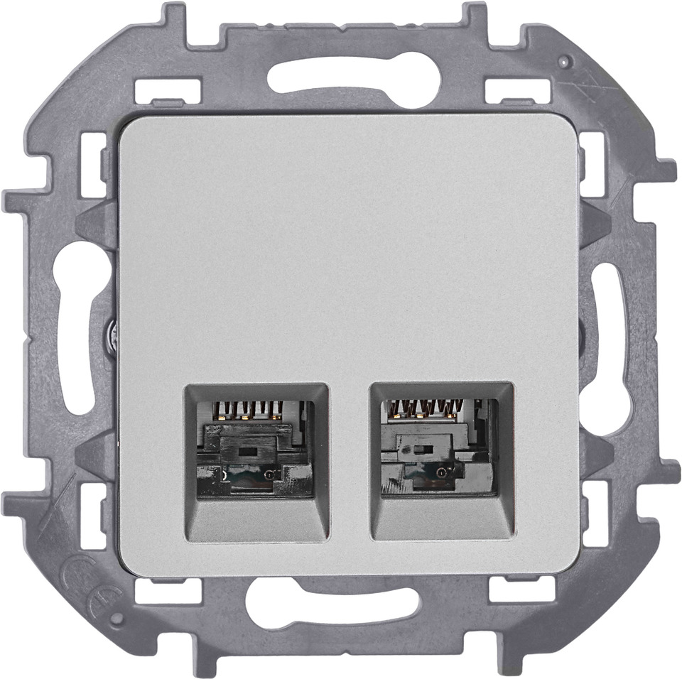 Розетка компьютерная двойная RJ45 категория 5e UTP - Legrand Inspiria - алюминий