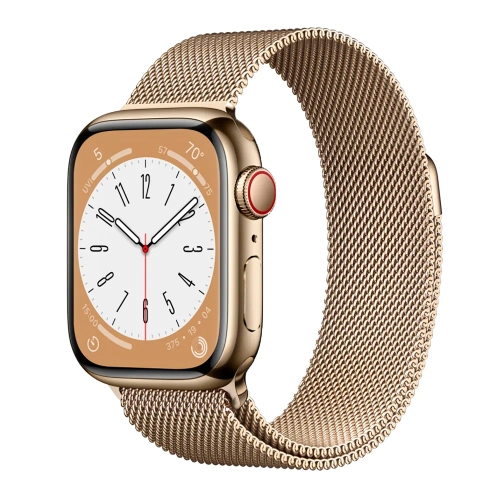 Умные часы Apple Watch Series 8 GPS + Cellular, 41mm, Gold Stainless Steel Case with Gold Milanese Loop (Золотой)