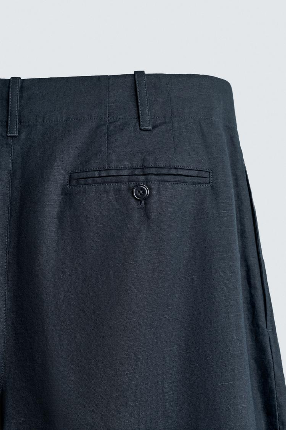 ZARA БРЮКИ RELAXED FIT ИЗ КОНОПЛИ И ХЛОПКА, МОРСКОЙ ТЕМНО-СИНИЙ