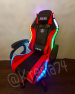 Геймерское кресло с RGB подсветкой и динамиками черно-красное