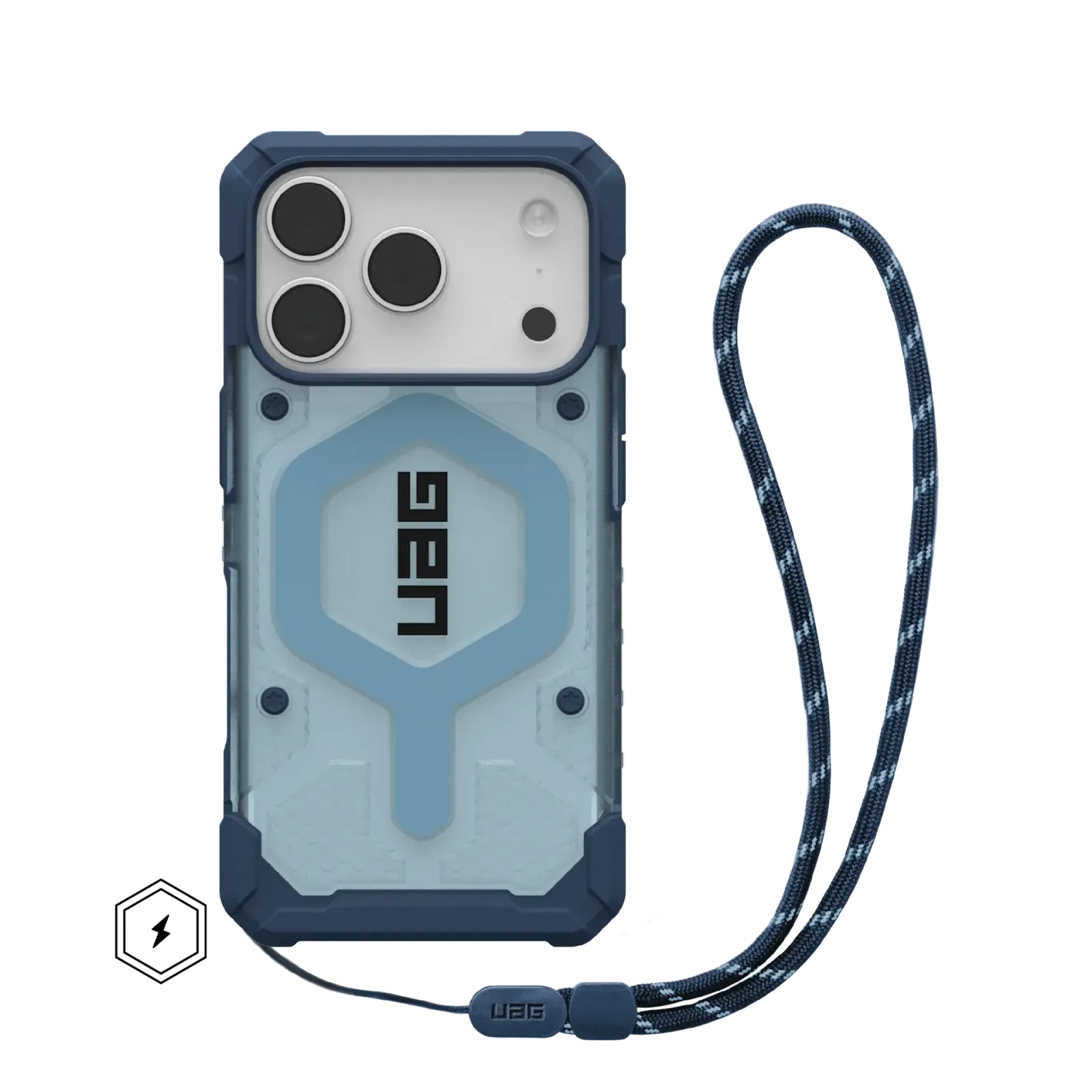 UAG Pathfinder Clear Lanyard with MagSafe Series Case for Apple iPhone 17 Pro Blues Case + Blues Lanyard (Синий)