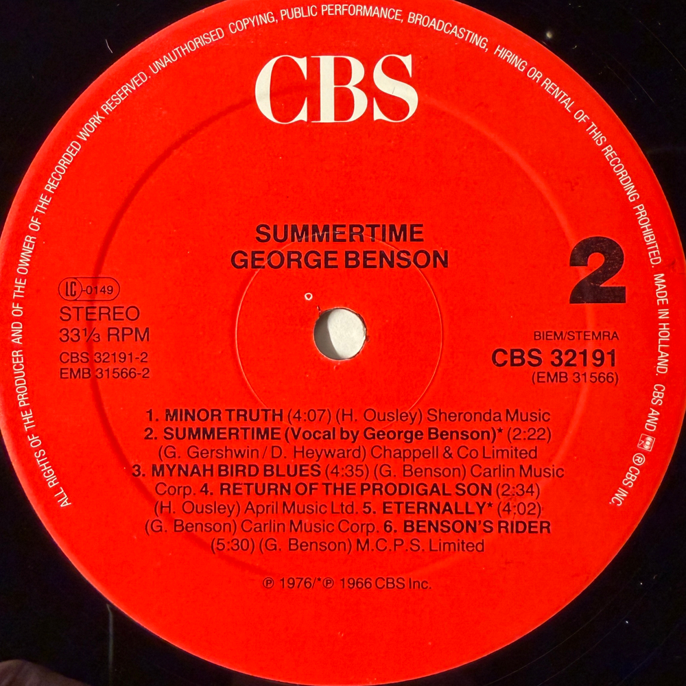 George Benson ‎– Summertime (Голландия)