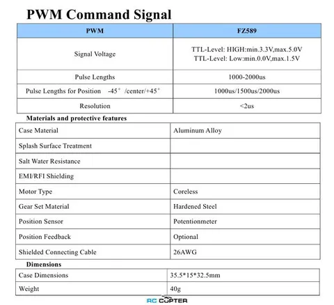 Сервопривод KST FZ589 (6.0-8.0кг/0.10-0.12сек, 40г)