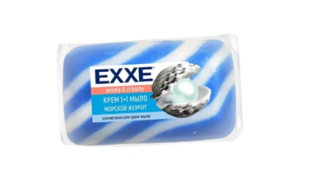 Туалетное крем+мыло EXXE 1+1 "Морской жемчуг" 1шт*80г (СИНЕЕ) полосатое одиночное