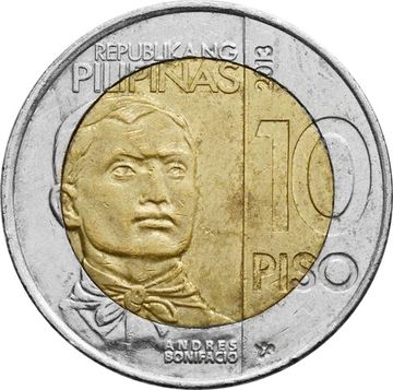 10 песо 2013 Филиппины «150 лет со дня рождения Андреса Бонифасио»