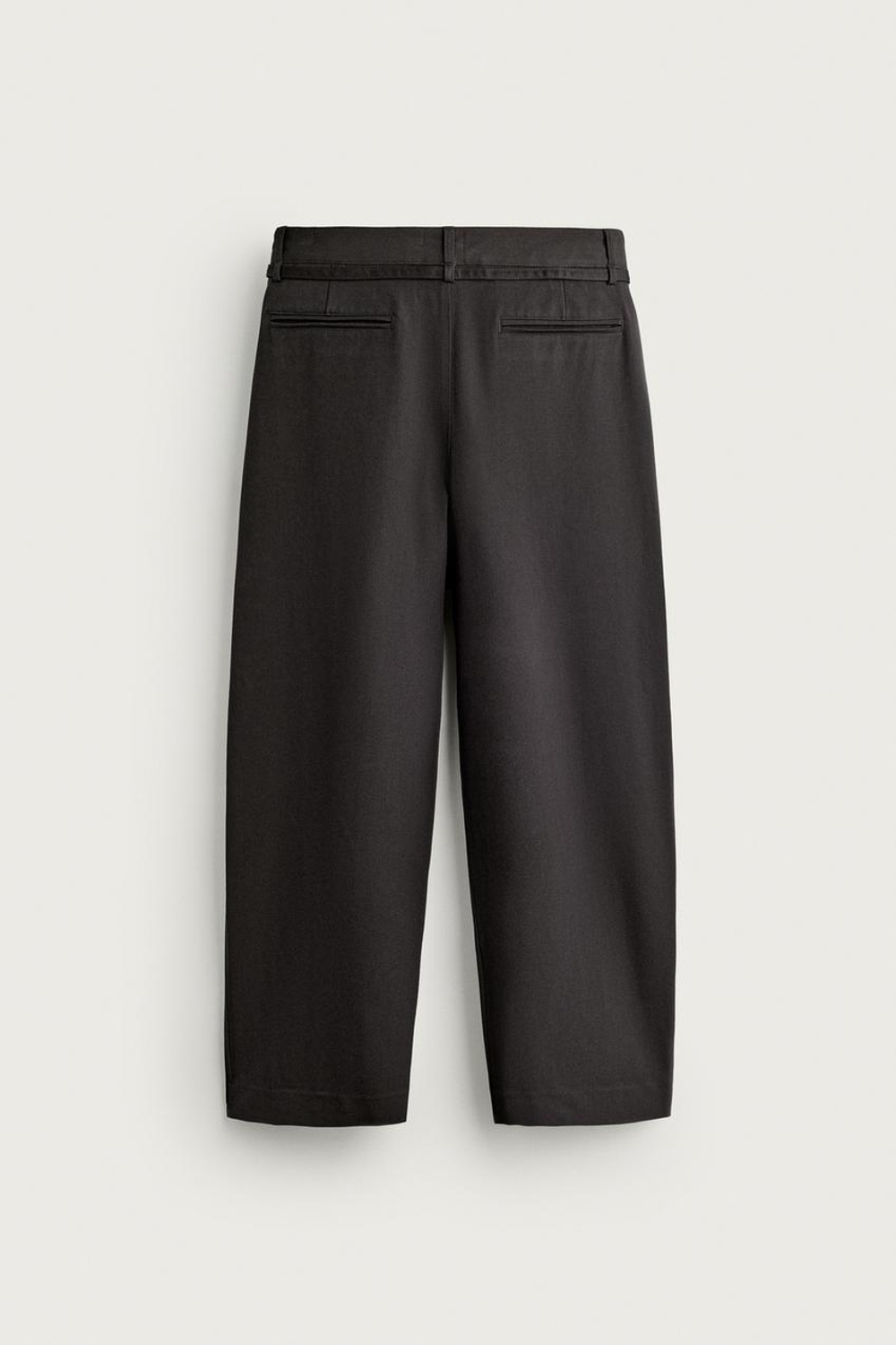 ZARA БРЮКИ BALLOON FIT С РЕМНЕМ И ЗАЩИПАМИ, КОРИЧНЕВЫЙ