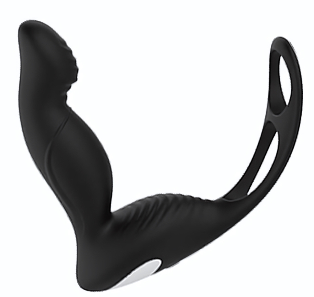 Черный вибромассажер простаты P-Pleaser With Erection Enhance (Цвет: черный)