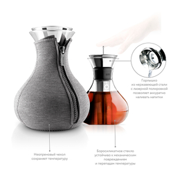 Чайник заварочный tea maker в неопреновом текстурном чехле, 1 л, темно-серый