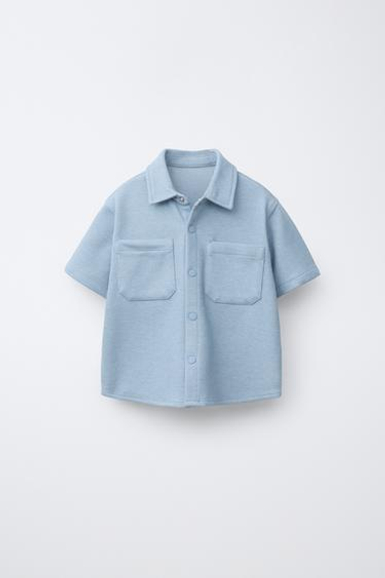 ZARA РУБАШКА С КАРМАНАМИ, СИНИЙ
