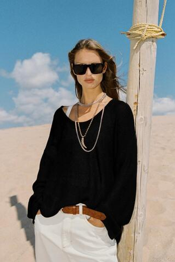 ZARA СВИТЕР С КРУГЛЫМ ВЫРЕЗОМ, ЧЕРНЫЙ