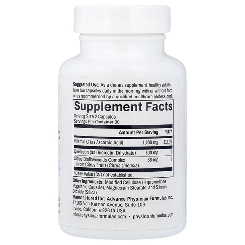 Advance Physician Formulas, кверцетин и витамин C, 500 мг, 60 растительных капсул