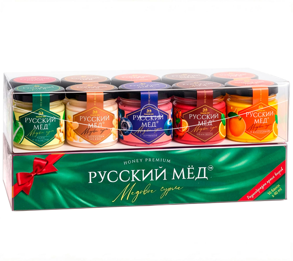Подарочный набор Русский мёд 40 мл (10 шт.), зелёный