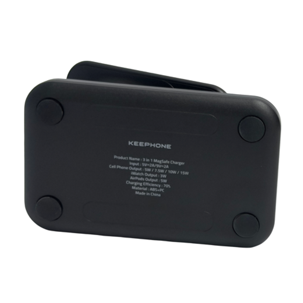 Беспроводное зарядное устройство 3in 1 с подставкой Keephone Tech Power Stand черный
