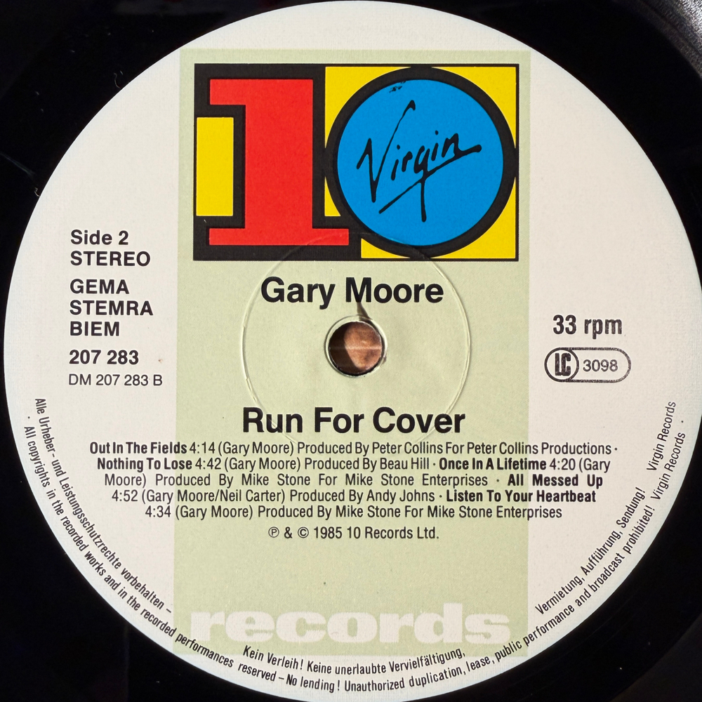 Gary Moore ‎– Run For Cover (Европа 1985г.)