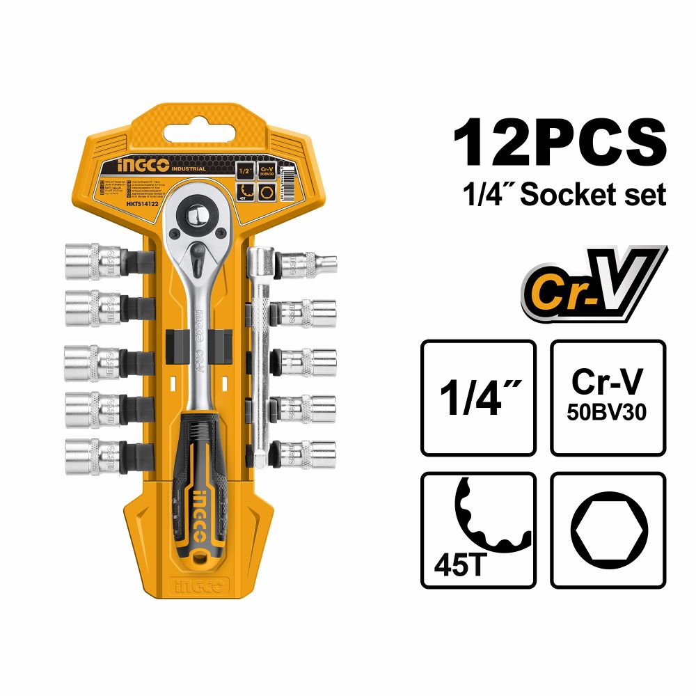 Набор головок 1/4" с трещоткой 12 шт. HKTS14122 INDUSTRIA