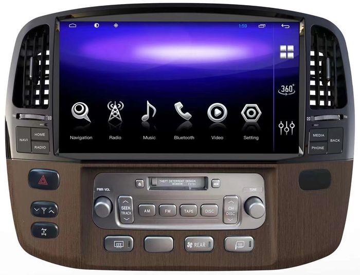 Магнитола для Toyota Land Cruiser 100, Lexus LX470 2002-2007 (климат на цветном экране) - Kuberg KP-T1305, монитор 13.3" на Android 10, Быстрая, CarPlay, 4G SIM-слот