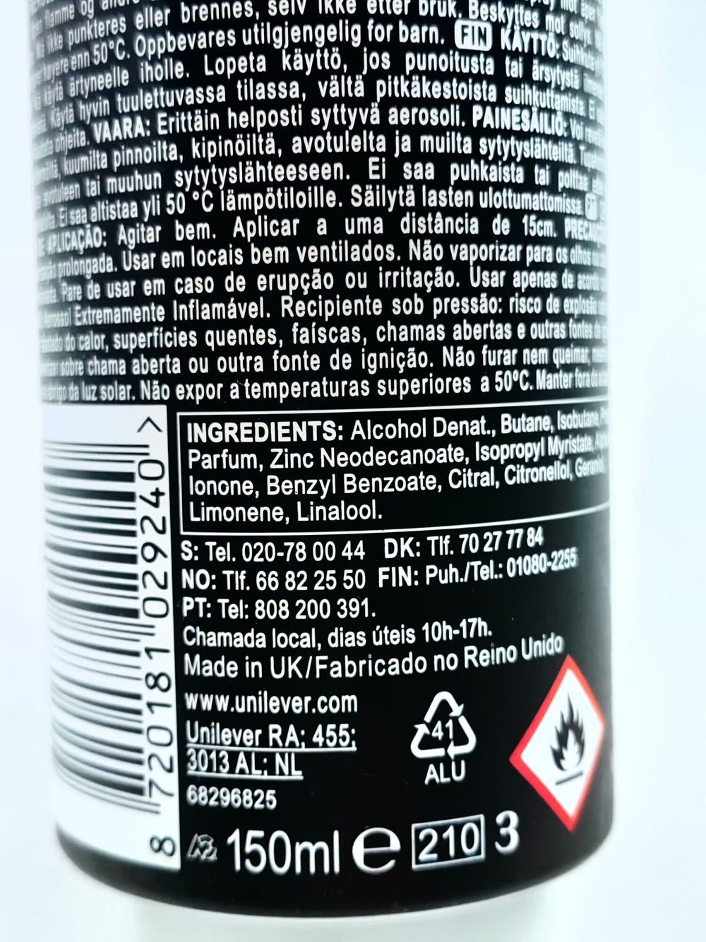 Спрей для тела Axe BLACK 48-часовая защита от неприятного запаха 150 мл (Великобритания)