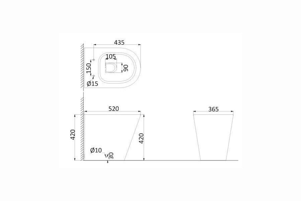 AV1200 Унитаз приставной с крепежными болтами HDC510BTW
