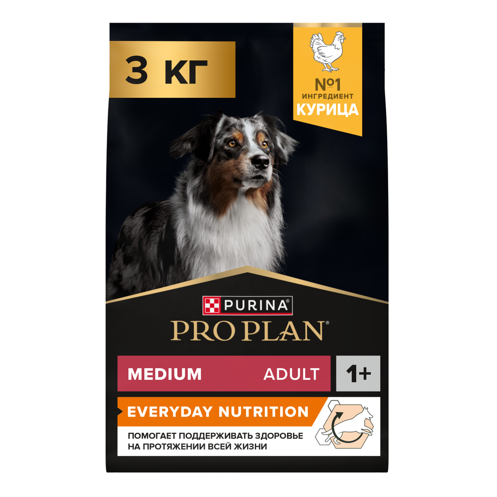 Сухой корм PRO PLAN EVERYDAY NUTRITION для взрослых собак средних пород курица 3 кг