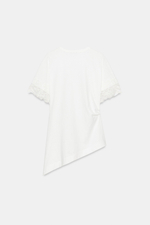 АСИММЕТРИЧНАЯ ФУТБОЛКА С КРУЖЕВОМ — ZARA