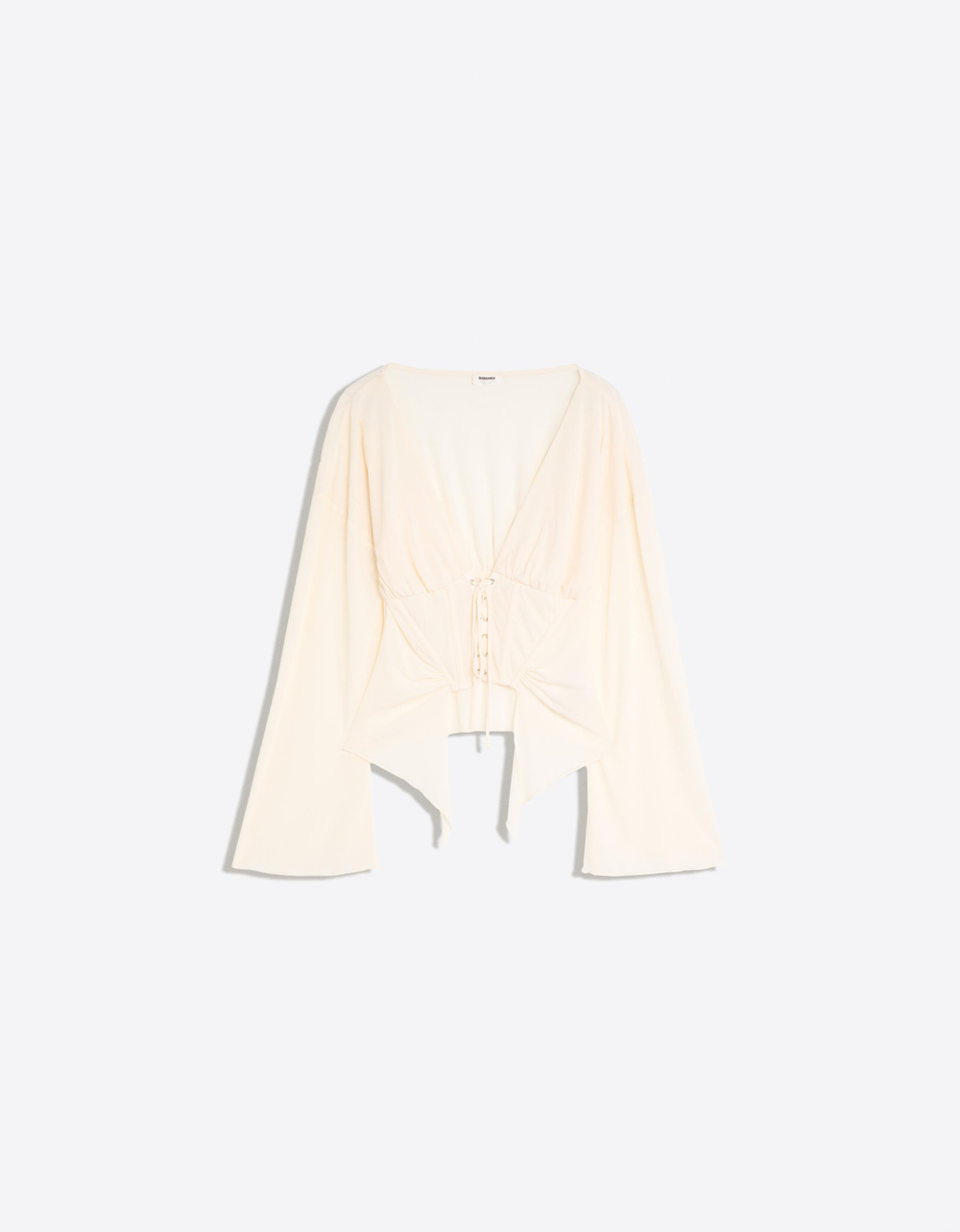 Женский топ с длинными рукавами и эффектом корсета - BERSHKA