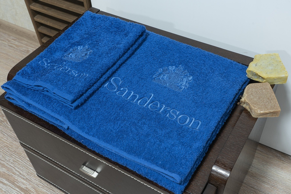 Набор полотенец 3шт Palombella Sanderson Logo Ricamato Эмблема вышита 24 синий