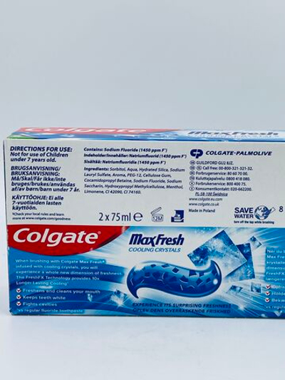 Набор зубных паст Max Fresh COLING CRISTALS, отбеливающая, мятная, 2 шт по 75 мл