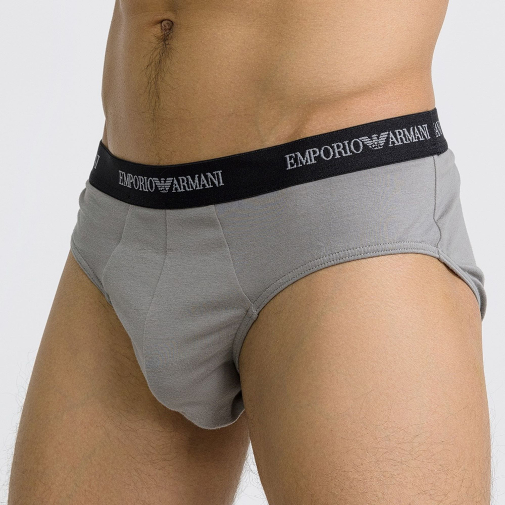 Набор из 2 мужских трусов-брифов Emporio Armani - черных и серых (Размер: XXL) (Цвет: разноцветный)