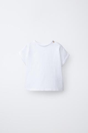 ZARA ОДНОТОННАЯ ФУТБОЛЫКА, БЕЛЫЙ
