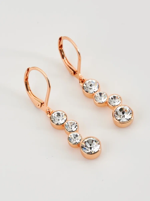 Серьги-подвески Эльза с белыми кристаллами Swarovski