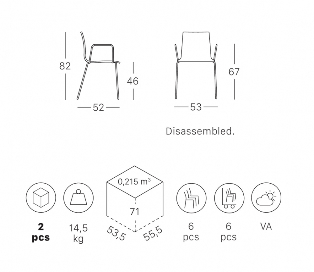 Кресло пластиковое Scab Design Alice, хром, антрацит