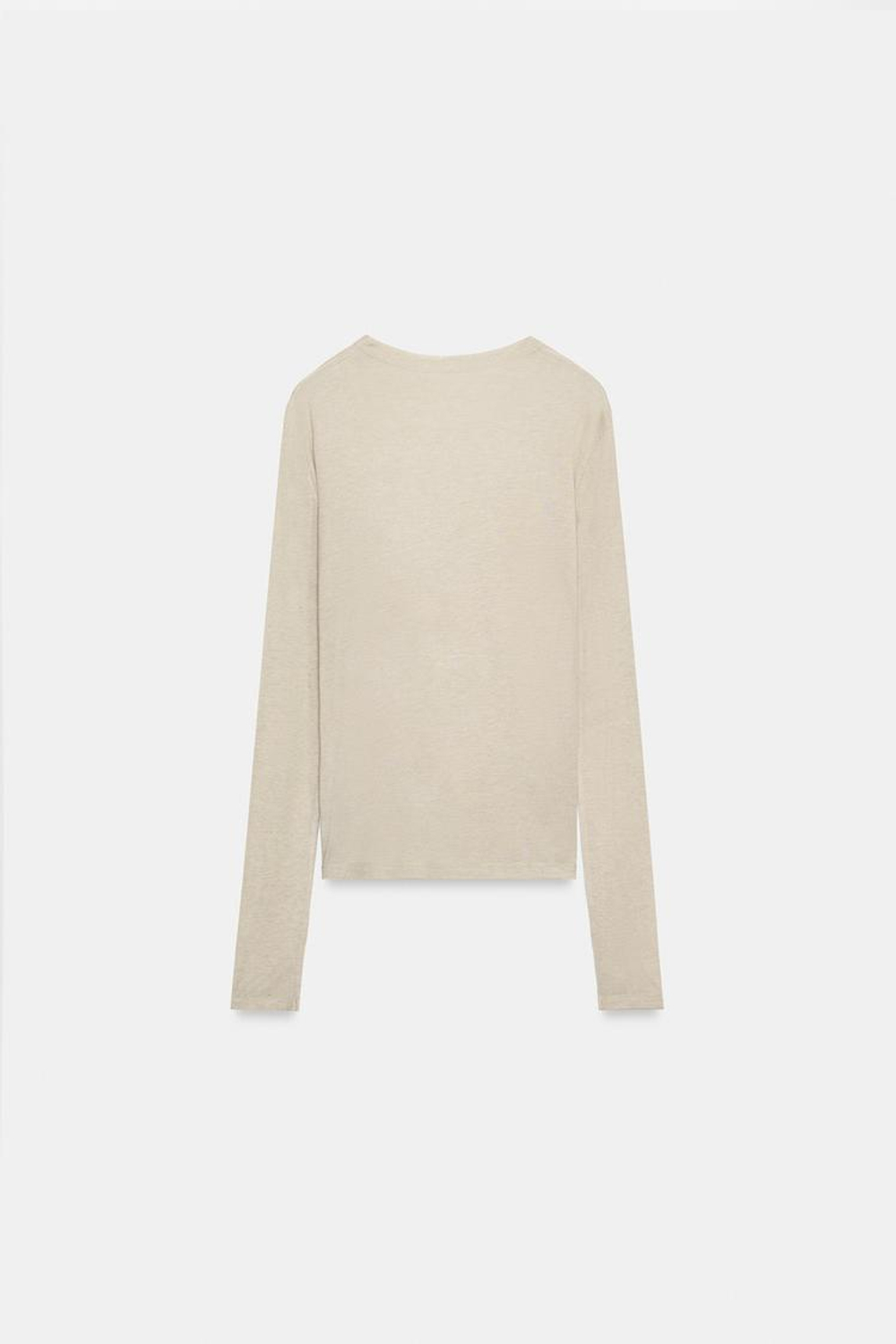 ZARA ФУТБОЛКА С КРУГЛЫМ ВЫРЕЗОМ, СЕРОВАТО-КОРИЧНЕВЫЙ