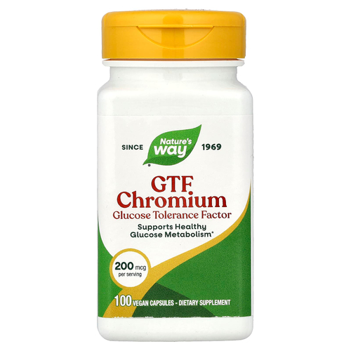 Nature's Way, хром (GTF), 200 мкг, 100 веганских капсул