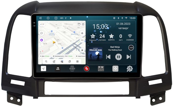 Магнитола для Hyundai Santa Fe 2006-2012 - RedPower 008 Android 10, Быстрая, QLED+2K, CarPlay, SIM-слот