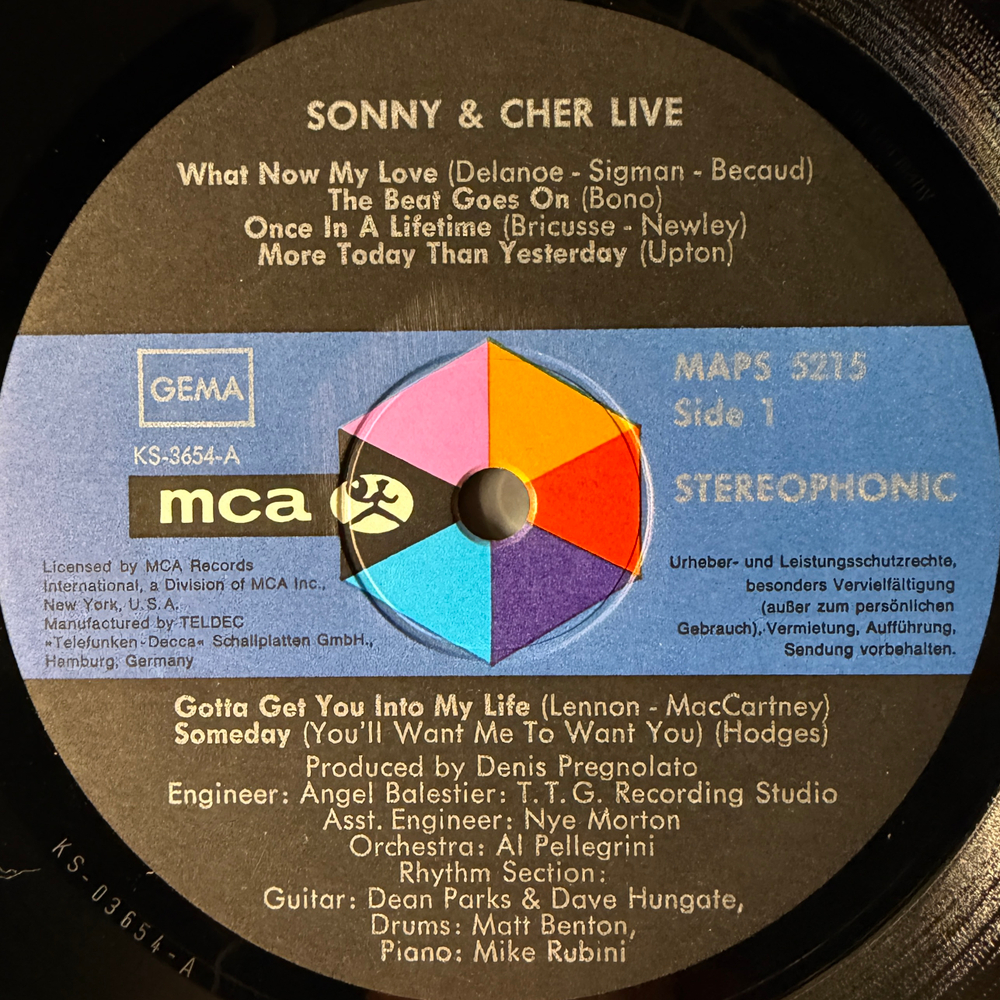 Sonny & Cher ‎– Sonny & Cher Live (Германия 1971г.)
