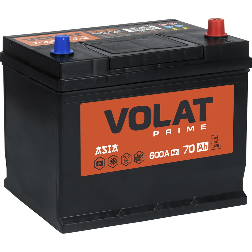 VOLAT Prime Asia 70Ah R+ (нижний борт)
