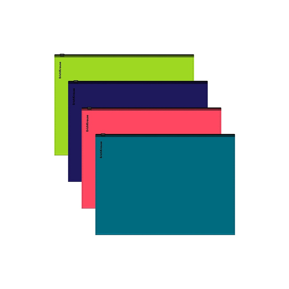Папка на молнии А4 Zip-пакет ErichKrause Soft Reef, непрозрачный, ассорти
