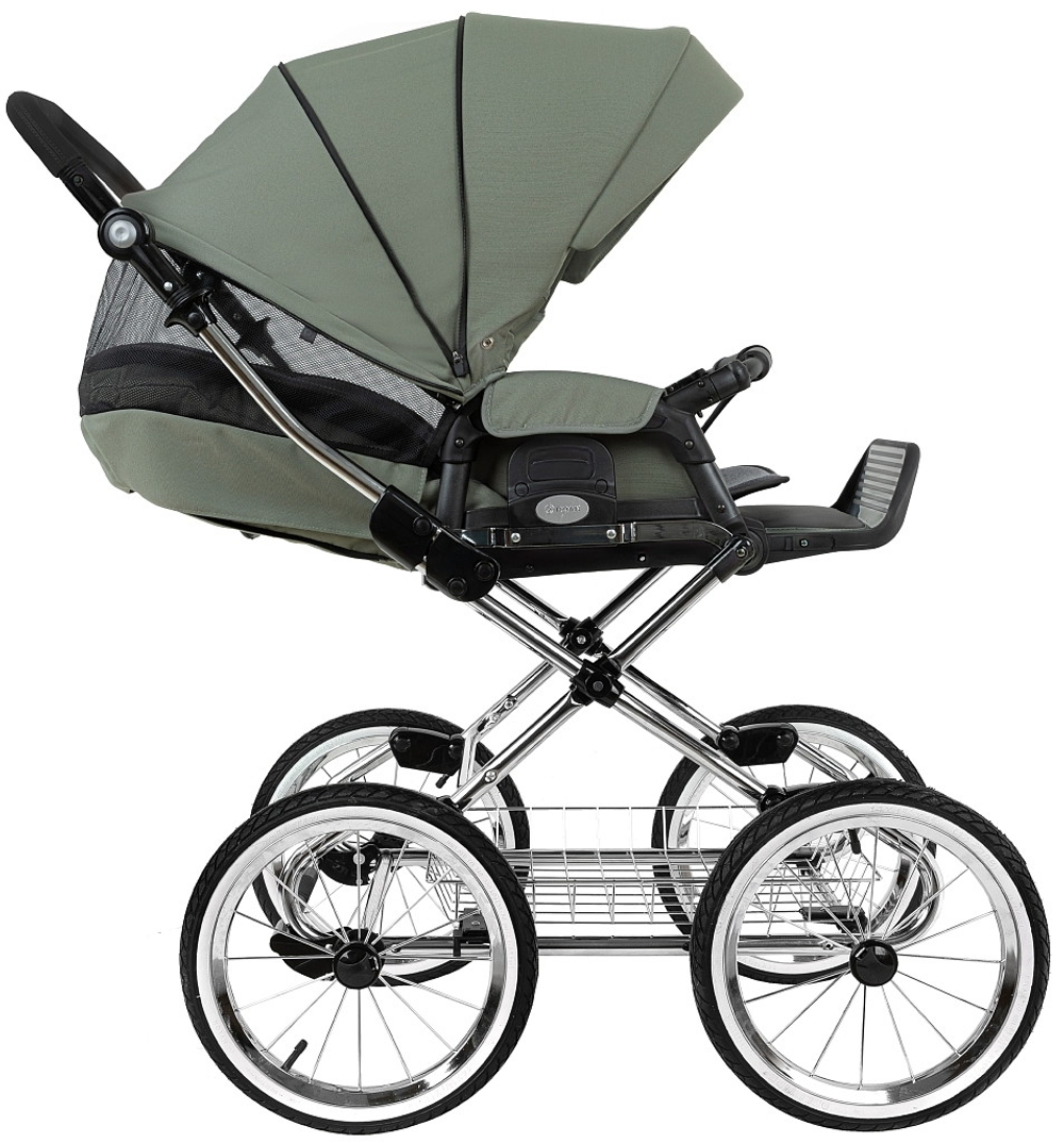 Детская коляска Roan Bass Next Classic d14 2.0 3 в 1 с автокреслом Pituso Santiso Pro Black BSNC/92/2 Sage Green/Black/руч.Black