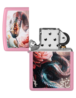 Зажигалка ZIPPO Mazzi Anaconda с покрытием Pink Matte, латунь/сталь, розовая, матовая, 38x13x57 м, ш