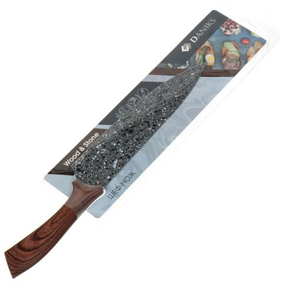 Нож кухонный Daniks, Wood&Stone, шеф-нож, нерж сталь, 20 см, рук пласт, YW-A233-CH