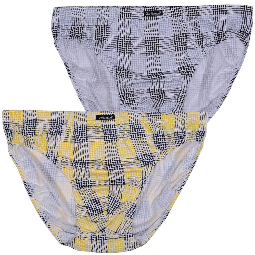 Комплект из двух клетчатых трусов-слипов (Размер: L) (Цвет: серый с жёлтым)