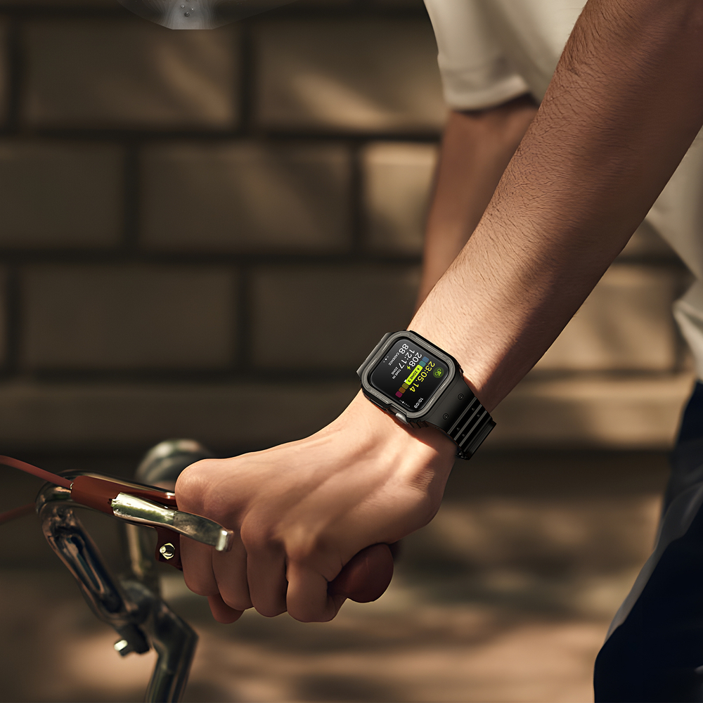 Силиконовый чехол-бампер с ремешком на магнитах от Dux Ducis для часов Apple Watch 42, 44, 45 мм, серия Strap One-piece (OA Series)