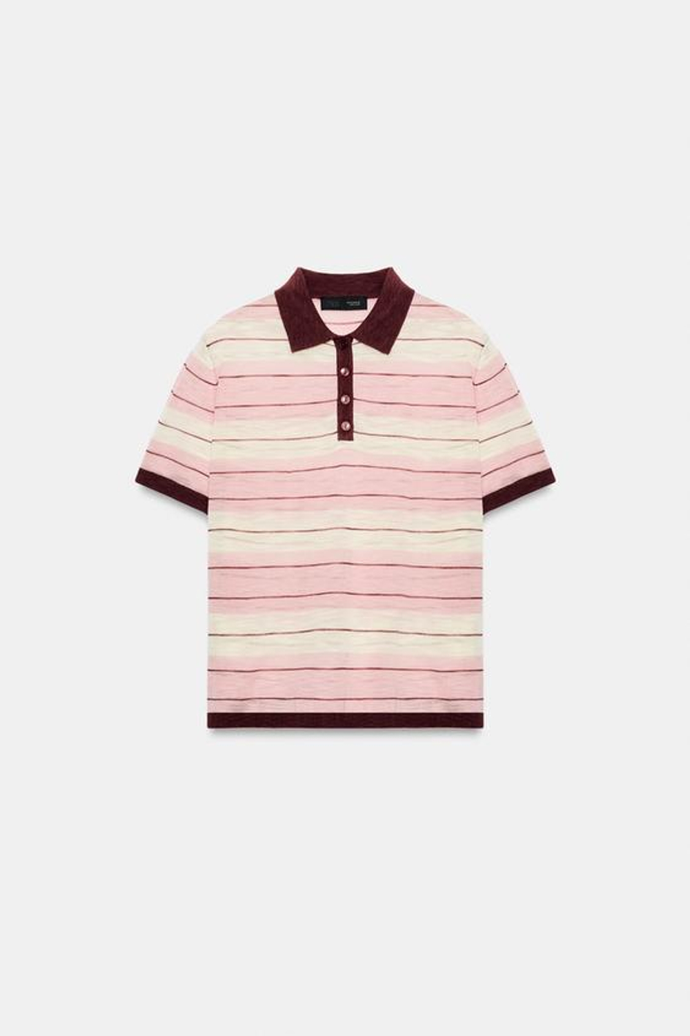ZARA ТРИКОТАЖНОЕ ПОЛО В ПОЛОСКУ, РОЗОВЫЙ/БЕЛЫЙ