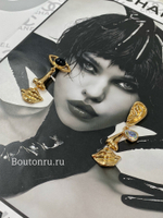 Серьги Скиап. "Части лица" золотые с камнями