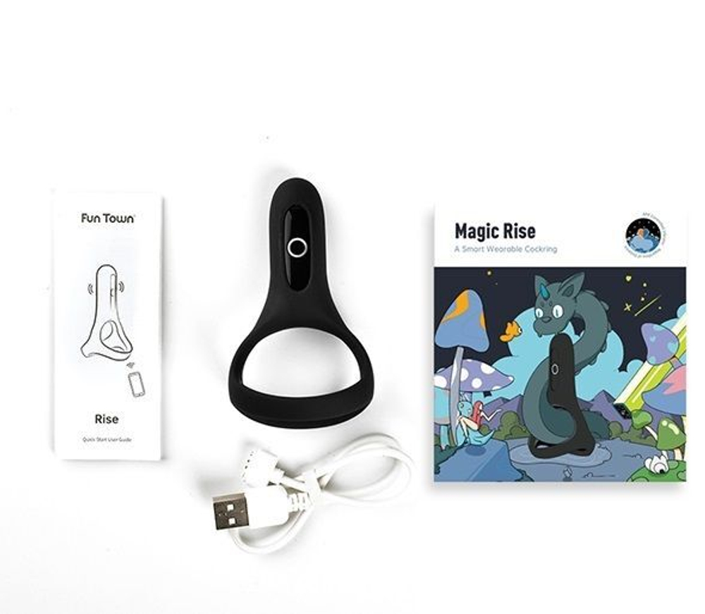 Черное виброкольцо Magic Motion Rise с подхватом мошонки (Цвет: черный)
